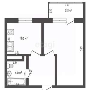 1-к квартира, вторичка, 34м2, 5/5 этаж