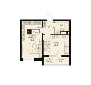1-к квартира, вторичка, 40м2, 2/15 этаж