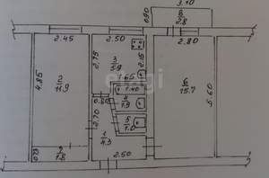 2-к квартира, вторичка, 43м2, 5/5 этаж