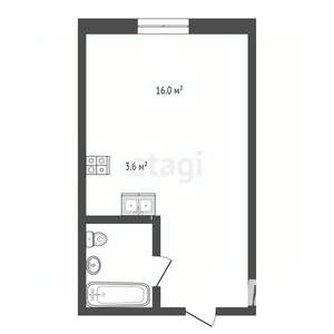 Студия квартира, вторичка, 20м2, 1/16 этаж