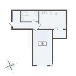 1-к квартира, вторичка, 45м2, 3/16 этаж