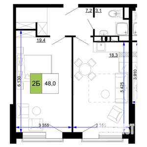 2-к квартира, вторичка, 48м2, 9/9 этаж