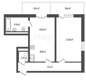 1-к квартира, вторичка, 58м2, 6/20 этаж