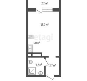 Студия квартира, вторичка, 26м2, 7/15 этаж