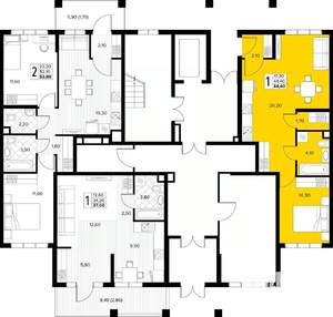 1-к квартира, вторичка, 44м2, 1/8 этаж