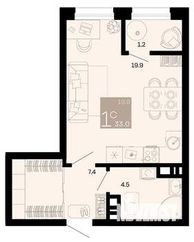 Студия квартира, строящийся дом, 32м2, 6/8 этаж