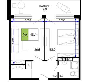 2-к квартира, вторичка, 48м2, 9/9 этаж