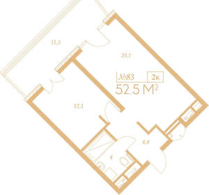 2-к квартира, вторичка, 61м2, 6/9 этаж