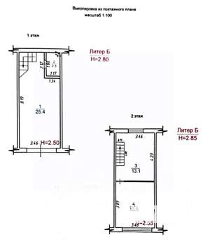 2-к квартира, вторичка, 54м2, 1/2 этаж