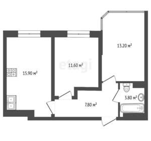 2-к квартира, вторичка, 53м2, 12/15 этаж