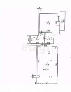 1-к квартира, вторичка, 55м2, 6/6 этаж
