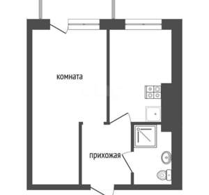 1-к квартира, вторичка, 31м2, 1/4 этаж