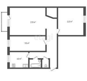 3-к квартира, вторичка, 60м2, 5/5 этаж