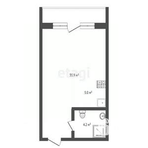 Студия квартира, вторичка, 36м2, 7/7 этаж