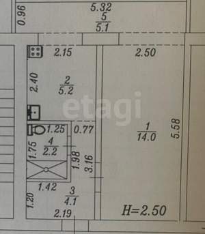 1-к квартира, вторичка, 31м2, 5/5 этаж