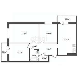 3-к квартира, вторичка, 81м2, 5/16 этаж