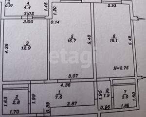 2-к квартира, вторичка, 65м2, 16/17 этаж