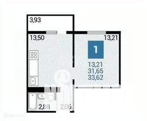 1-к квартира, вторичка, 34м2, 13/16 этаж