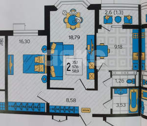 2-к квартира, вторичка, 60м2, 4/9 этаж
