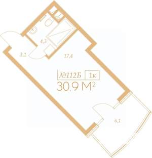 1-к квартира, вторичка, 31м2, 9/9 этаж