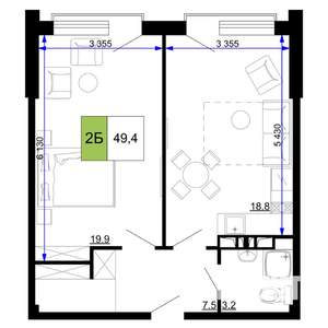 2-к квартира, вторичка, 49м2, 2/9 этаж