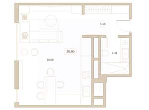 Студия квартира, вторичка, 39м2, 7/7 этаж