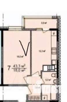 1-к квартира, вторичка, 43м2, 9/10 этаж