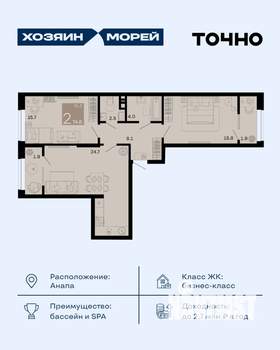 2-к квартира, вторичка, 75м2, 3/8 этаж