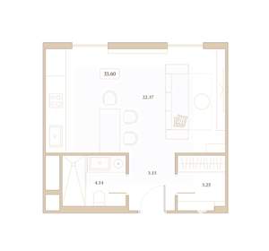 Студия квартира, вторичка, 34м2, 7/7 этаж