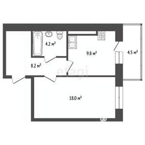 1-к квартира, вторичка, 45м2, 3/5 этаж