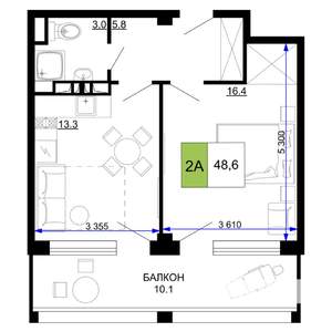 2-к квартира, вторичка, 49м2, 2/9 этаж