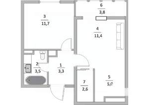 1-к квартира, вторичка, 38м2, 7/16 этаж