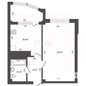 1-к квартира, вторичка, 50м2, 5/10 этаж