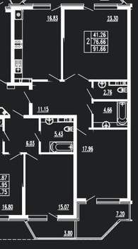 2-к квартира, вторичка, 92м2, 9/14 этаж