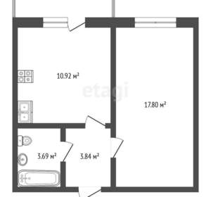 1-к квартира, вторичка, 38м2, 15/17 этаж