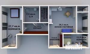 3-к квартира, вторичка, 91м2, 8/17 этаж