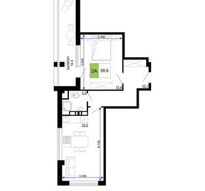 2-к квартира, вторичка, 59м2, 7/9 этаж