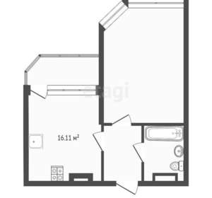 1-к квартира, вторичка, 38м2, 20/21 этаж