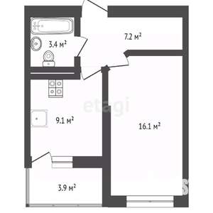 1-к квартира, вторичка, 40м2, 12/13 этаж
