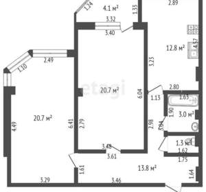 2-к квартира, вторичка, 72м2, 3/12 этаж