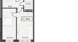 1-к квартира, вторичка, 44м2, 3/4 этаж