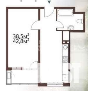 1-к квартира, вторичка, 38м2, 2/17 этаж