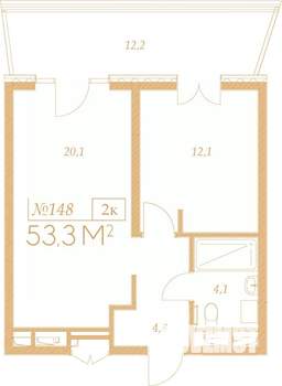 2-к квартира, вторичка, 53м2, 5/9 этаж