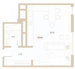 Студия квартира, вторичка, 39м2, 6/7 этаж