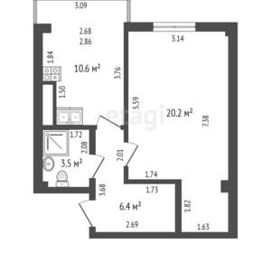 1-к квартира, вторичка, 44м2, 5/5 этаж