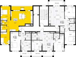 2-к квартира, вторичка, 69м2, 6/8 этаж