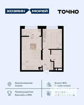 2-к квартира, вторичка, 40м2, 7/8 этаж