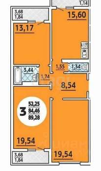 3-к квартира, вторичка, 95м2, 11/16 этаж
