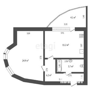 1-к квартира, вторичка, 51м2, 2/5 этаж
