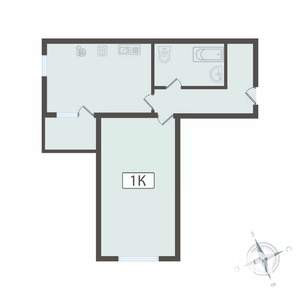 1-к квартира, вторичка, 44м2, 5/16 этаж